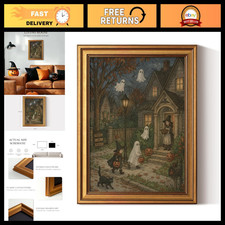 ARPEOTCY Vintage Halloween Wall Art, Cute Ghost Canvas Prints 16x12 in picture