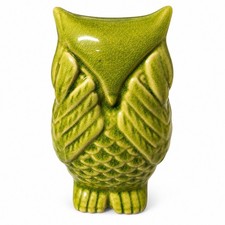 VTG Ceramic Owl Figurine Crackle Glaze Pottery Statue Decor Peekaboo Hide & Seek picture