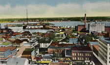 Fairhaven - New Bedford Bridge & Harbor Massachusetts MA - 1950 Chrome Postcard picture