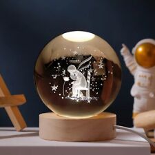 Natural Reiki Clear Ball Crystal Little Prince Rose 3D USB Lamp Sphere Light 6cm picture