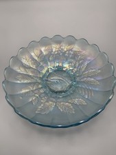 Northwood Peacocks At The Urn Ice Blue Carnival Glass 9.5” Master Ice cream Bowl picture