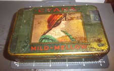 Vintage CYANA mild mellow EMPTY tobacco tin, great graphics, 5.5 x 3.5 inches picture