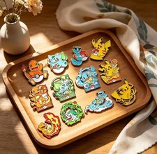 12 Pcs Pokémon Enamel Pins Set Pikachu Charmander Squirtle Collectible picture