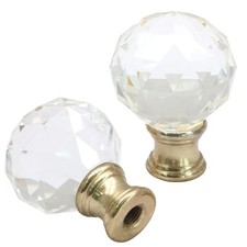2 Pack Crystal Lamp Finial Clear Finial Cap Knob Diamond Gold Replacement picture
