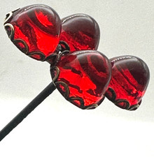 Antique Hatpin Large Ruby-red Bohemian Garnet Cabochons A Beautiful Collectible picture