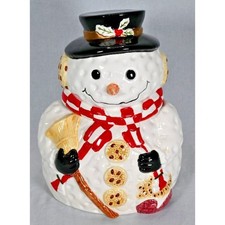 Vintage 1997 Gibson Snowman Ceramic Cookie Jar 10-5/8