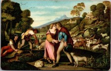 Palma Vecchio Jakob und Rahel Vintage Art Postcard Stengel Dresden C10 picture