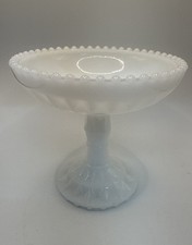 Vintage Jeannette Milk Glass Windsor Footed Bowl Pedestal Compote Candy Dish MCM picture