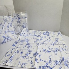 Vintage Coming Home Lands End Blue Floral Cloth Napkins Set of 8 Brazil Cotton picture