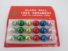 VTG  18 Pc 15mm Hanging Glass Ball Ornament Small Christmas Decor NEW picture