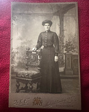 Early 1900’s Card Photo Embossed B&W Studio Portrait Woman 6 1/2” x 4 1/4” picture