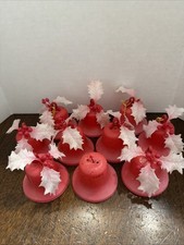 Vintage Red Variegated Plastic Bells w/ Red Plastic Clapper - 10 Bells picture