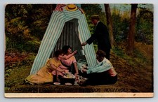 Funny, Humor, Camping, Tent, Women, Man, Vintage Postcard picture