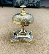 Antique Vintage Brass Hotel Service Ornate Reception Counter Table Desk Bell picture