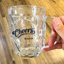 Cheers Boston 16-20oz Clear Glass Beer Mug, Embossed Tapered w/ Handle picture