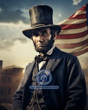 ABRAHAM LINCOLN PRESIDENT OF THE UNITED STATES STOIC PATRIOTIC 8X10 AI PHOTO picture