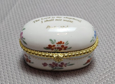 Vnt Imperial Porcelain Trinket Box  Hand Painted Floral Design Spiritual Quote picture