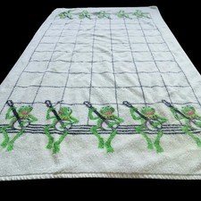 Vintage 1980 Martex Kermit the Frog Towel Jim Henson Muppets Banjos Green White picture