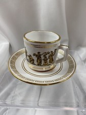 VINTAGE NEOFITOU KERAMIK DEMITASSE CUP AND SAUCER HANDMADE IN GREECEE 24 Karat picture