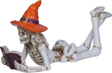 Halloween Skeleton Statue Skull Figurine Home Decor Reading Bone Art Indoor picture