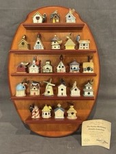 Lenox Birdhouse Thimble Complete 24 Set w/ Wall Shelf COA Cottagecore Decor picture