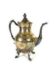 Vintage Sheridan silver platted footed Tea Pot Coffee Pot marked MCM Decor picture