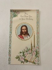 Vintage c.1950 May God Bless Your Birthday Greeting Card picture