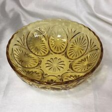 8” Amber Glass Bowl, Vintage, Starburst, Scalloped Edge, Deco Collectible❤️ picture