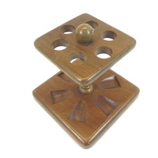 VINTAGE DUK-IT WALNUT PIPE STAND DISPLAY 6 PIPE HOLDER DISPLAY MCDONALD PRODUCT picture