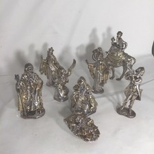 Sam Philipe Signed 925 Sterling Silver Overlay Nativity Set 8 PC Camel Angel picture