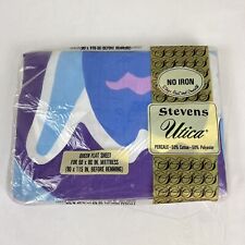 Vintage JP Stevens Utica Queen Flat Bed Sheet Big Spring Retro Bedding NOS picture