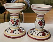 Italian Hand Painted Candlestick Holders 5.25