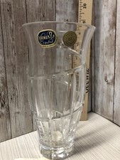 Bohemia Crystal 24% Lead Crystal Vase 8” Hand Cut Czech Republic Vintage picture