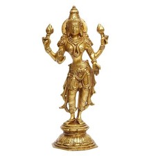 Goddess Maa Laxmi Idol Brass Lakshmi Statue Diwali Pooja Home Entrance 10 Inch picture