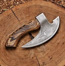 Hand Forged Pizza Cutter Axe with Wooden Handle & Leather Cover ULLU Knife Tools picture
