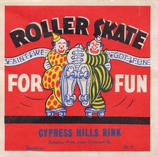 Vintage Clown Art Roller Skating Label Brooklyn New York Cypress Hills 1950s picture
