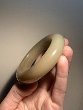 56.6mm/Natural Mongolian Jade Bracelet/ She TeiCui/Rare Half Sugar Brown & Green picture