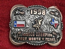 RODEO☆X~TREME☆1998☆Indoor Bull Riding CHAMPION TROPHY BUCKLE☆Fort Worth☆Rare☆W35 picture