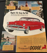 Red 1952 Dodge Coronet Coupe - Vintage Original Color Print Ad / Wall Art  CLEAN picture
