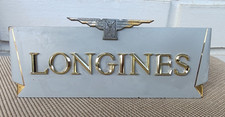 Vintage Longines Watch Dealer Display Sign Metal Brass Counter Plaque 1950s/60s picture