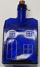 E C Booz's Ole Cabin Whiskey Cobalt Blue Glass Bottle 120 Walnut St Philadelphia picture