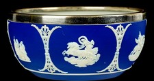 Wedgwood Blue Jasperware Silverplate Rim 7 3/8
