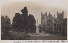 Exeter Cathedral Devon Memorial & the Close RPPC Real Photo Postcard 1920s picture