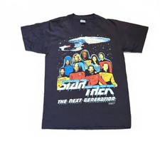 Vtg 1991 STAR TREK Next Generation Autographed T-shirt size Large Black READ picture
