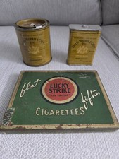 (3) TOBACCO TINS PHILLIP MORRIS Co. & LUCKY STRIKE Cigarette Tobacco picture
