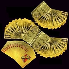 2 Decks Luxury 24K Gold Foil Poker Playing Cards Waterproof Plastic Set Gift picture