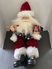 Vintage Sitting Santa W/ Tools & Paints Repairing Toys Holding Train 21 inch... picture
