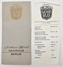 SCHLOSS HOTEL GEHRHUS BERLIN BROCHURE & PRICE LIST DM 12,50 SINGLE ROOM picture
