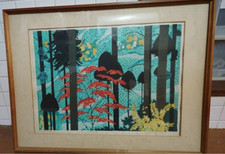 Fumio Kitaoka Artist Proof Forest of Takao 1972 Signed Framed Print 22x30