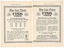 1915 Fisk Rubber Co. 2 Sep. Pg. Ad: PRICE QUOTES - Chicopee Falls, Massachusetts picture
